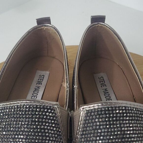 Steve Madden Chopur Embellished Espadrilles Silver Glitter Flats Size 6.5 B - Picture 3 of 9